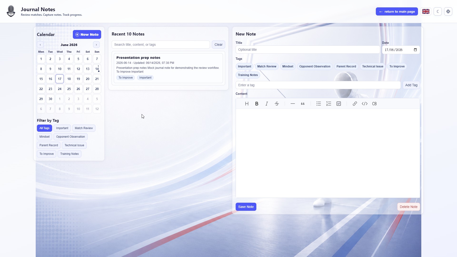 Analyseplayer mit Zeitnotizen
